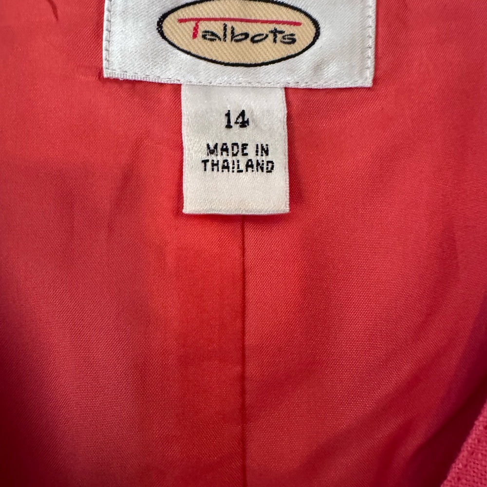 Talbots V-Neck Sleeveless Midi Dress in Coral Red - Picture 2 of 4